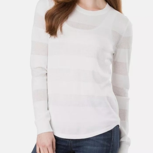 Michael Kors Sheer Stripe Crewneck Longsleeve XS - Picture 6 of 8